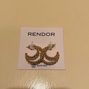 Rendor Small Victoria Double Braided Hoop Earrings Yellow Gold Plated New